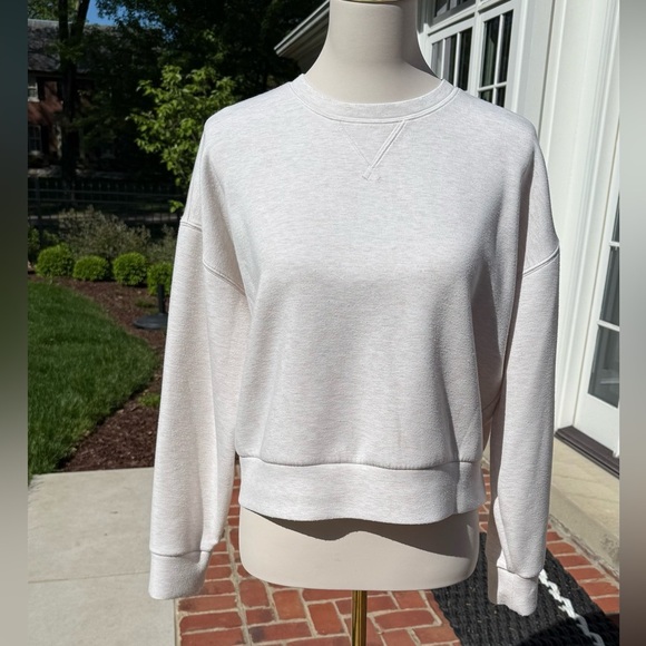 SPANX AIRESSENTIALS WOMEN’S OATMEAL HEATHER CREW NECK SWEATSHIRT Size S/P - Picture 2 of 10